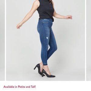 NEW with tags Spanx Distressed Ankle Skinny Jeans, Medium Wash, Small Tall